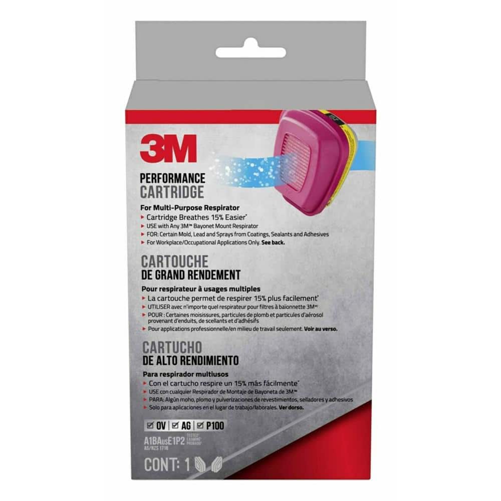 3M 60923HB1-C OV/AG/P100 Replacement Respirator Cartridges, 1 Pair - Image 6