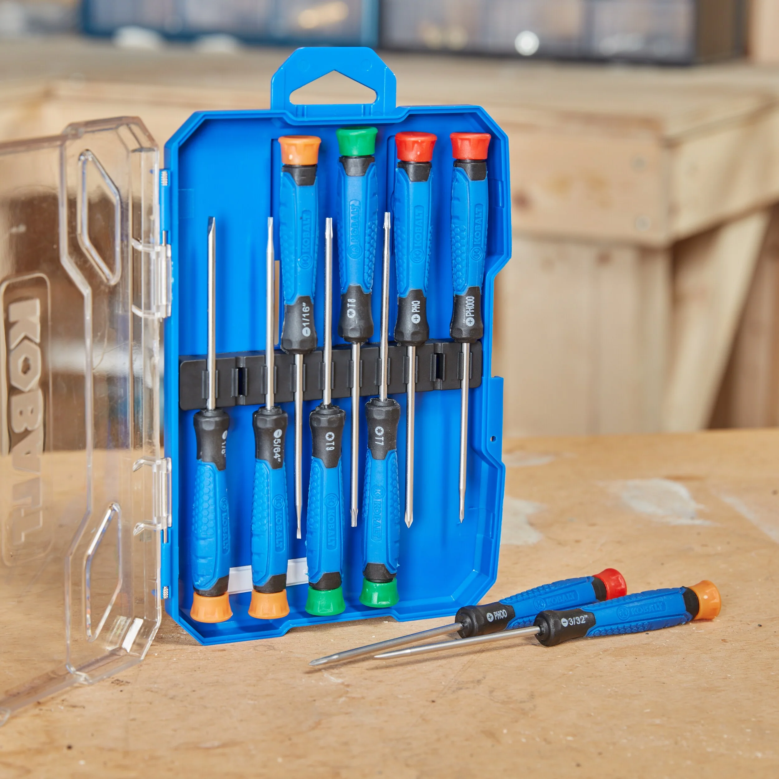 Kobalt Precision Screwdriver Set, 10-Piece with Rubber Handles and Plastic Case - Image 3