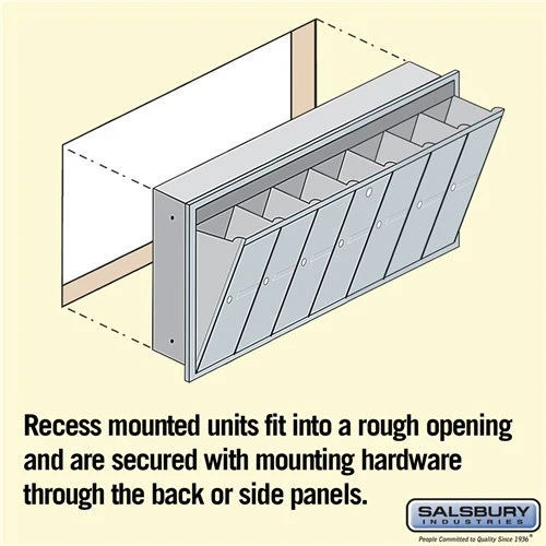 7-Door Aluminum Vertical Mailbox - Recessed Mounted - USPS Approved - Image 5