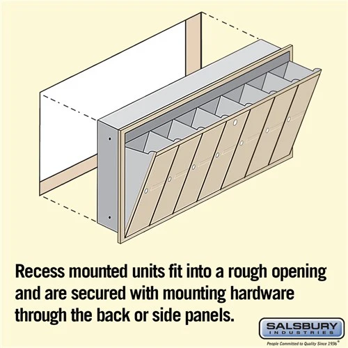 7-Door Sandstone Vertical Mailbox - Recessed Mounted - USPS Access - Image 5