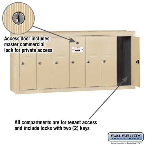 6-Door Sandstone Vertical Mailbox with Master Lock for Private Access - Image 7