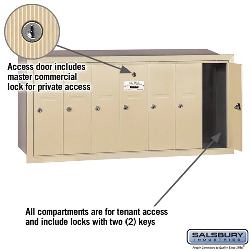 7-Door Sandstone Vertical Mailbox with Recessed Mounting and Private Access - Image 2