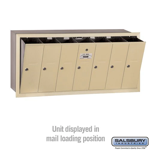 7-Door Sandstone Vertical Mailbox with Recessed Mounting and Private Access - Image 3