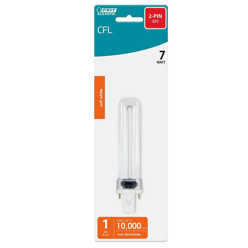7-Watt Equivalent PL CFLNI Twin Tube 2-Pin G23 Base Compact Fluorescent CFL Light Bulb, Soft White 2700K (1-Bulb) - Image 2