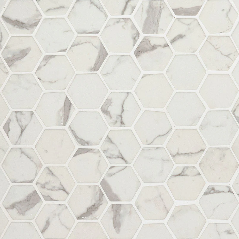 MS International Statuario Celano 12 x 12 Hexagon Glass Mosaic Tile