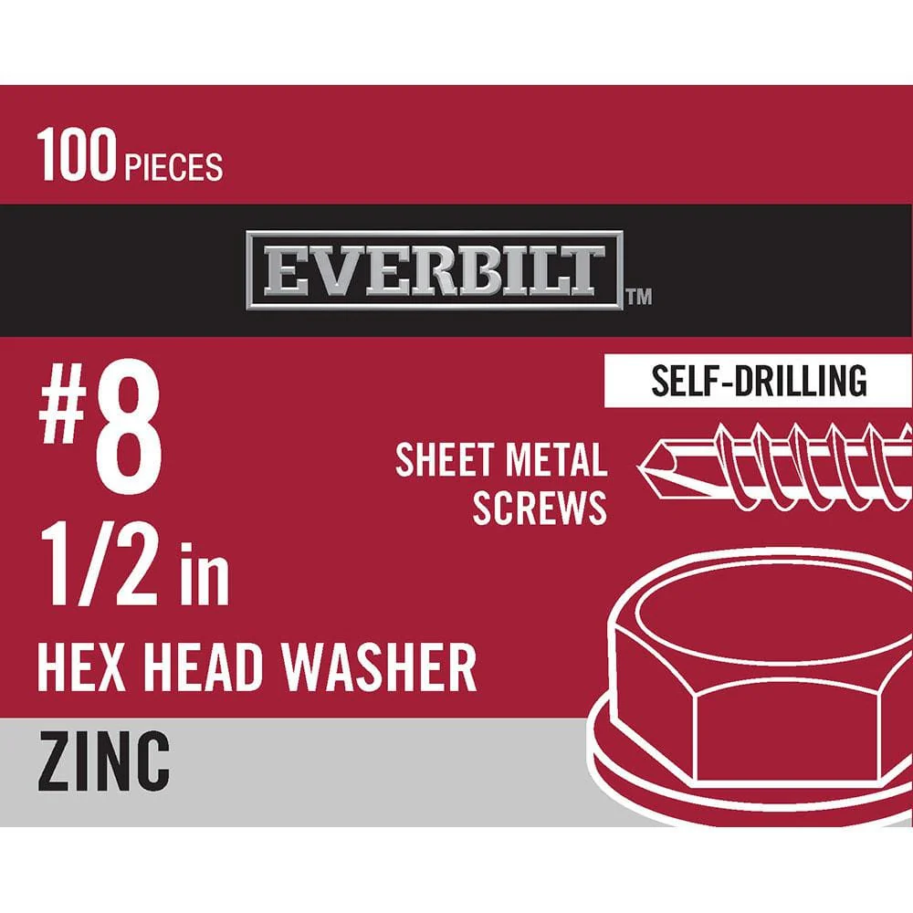 #8 x 1/2 in. Galvanized Hex Head Self-Drilling Screws – Tahoe Blue (100-Pack Bag)