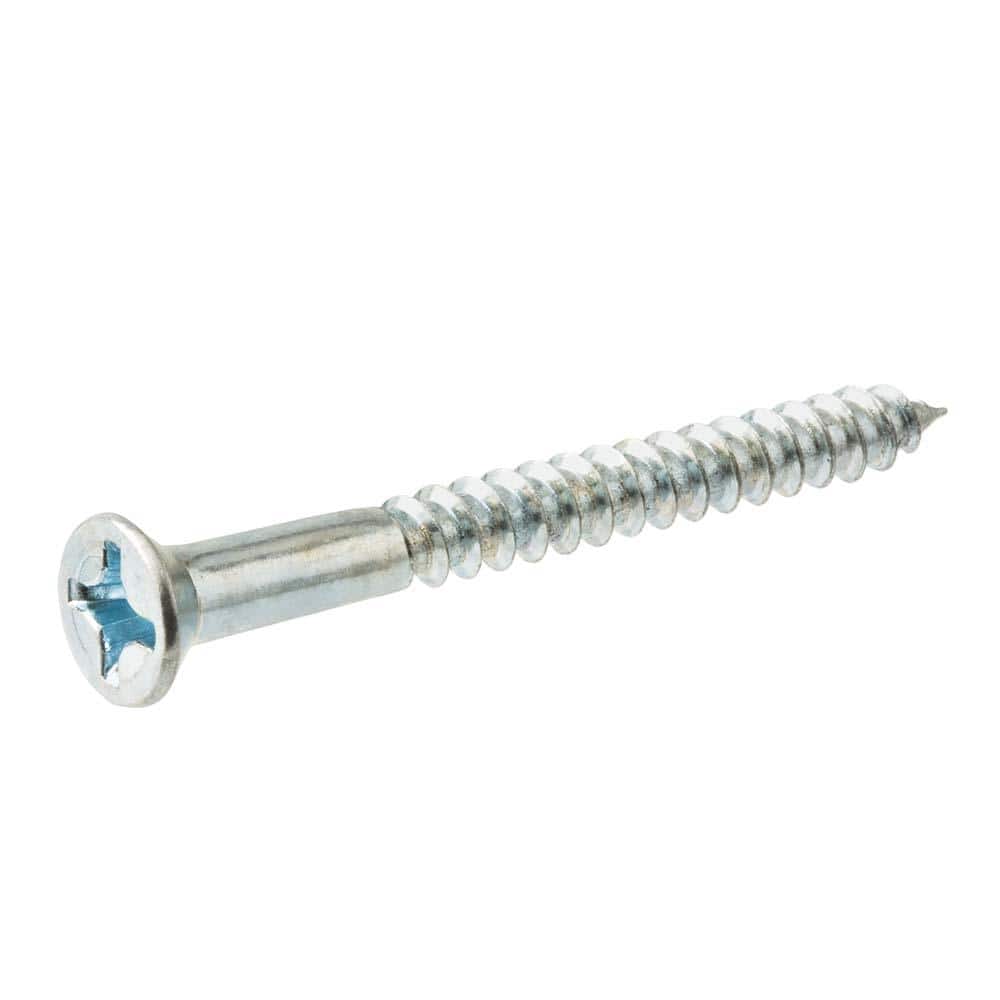 #8 x 1 in. Zinc Plated Phillips Flat Head Wood Screw (100-Pack) - Image 2