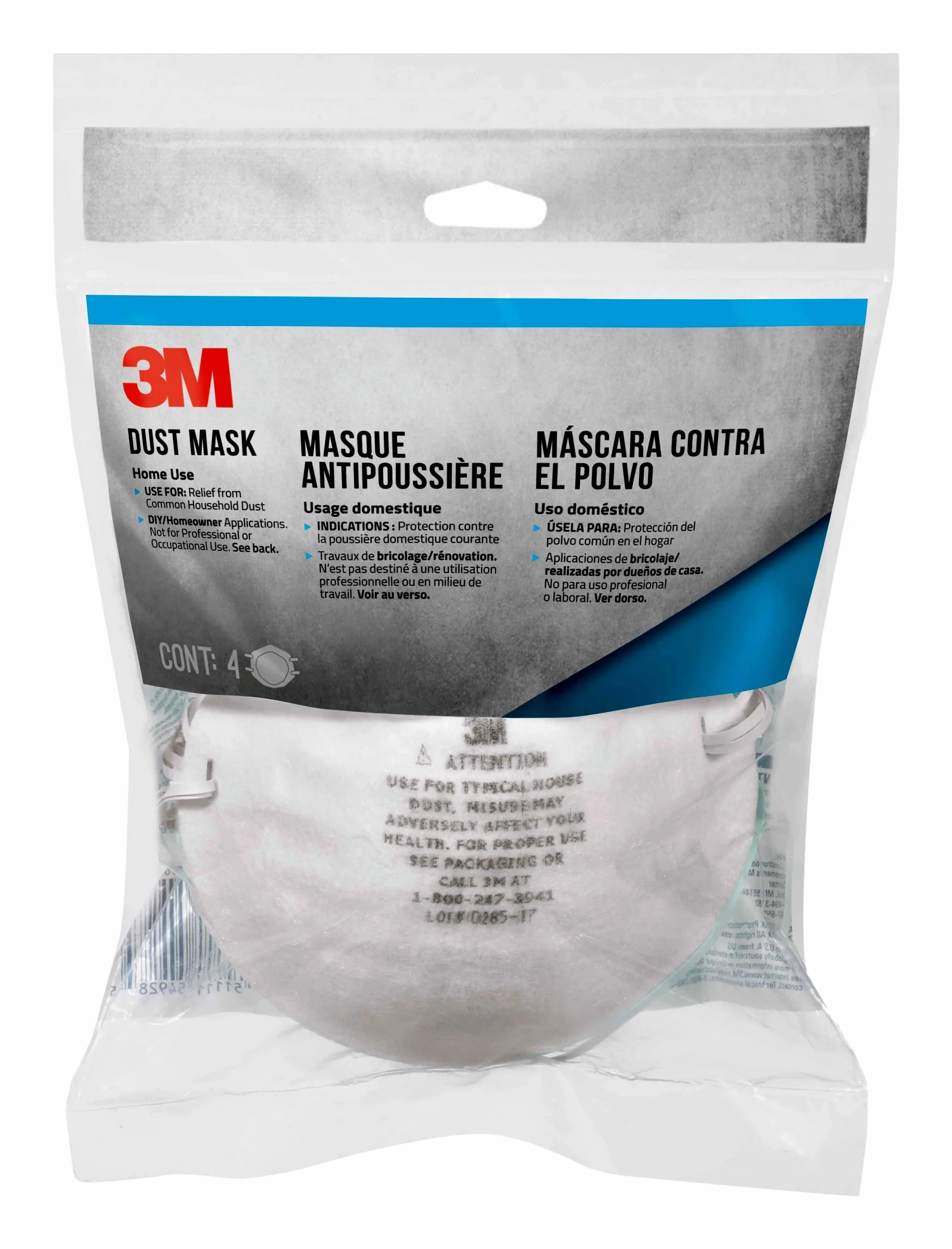 3M 8661PC4 Disposable Sanding Safety Mask, 4-Pack - Image 5