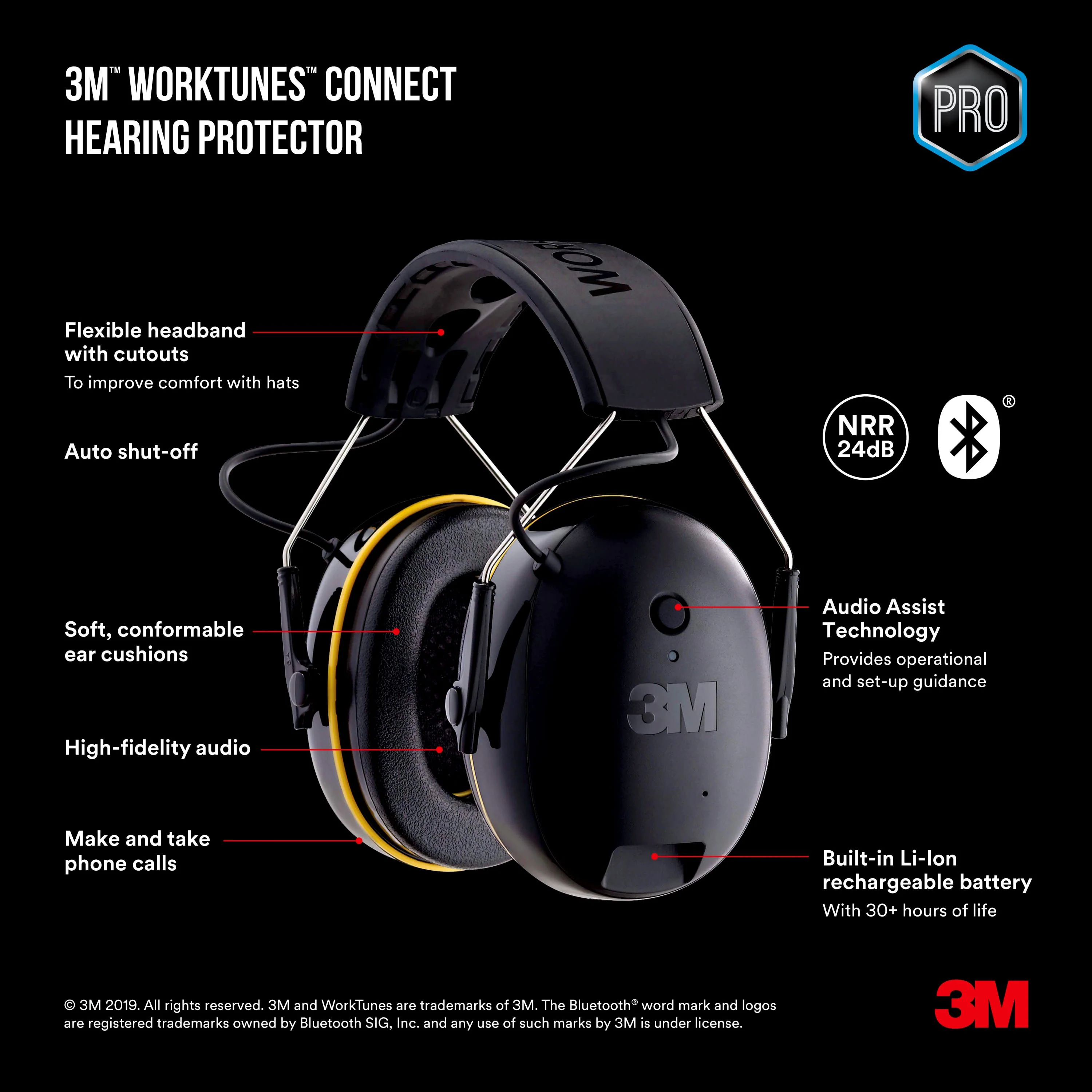 3M WorkTunes Connect Plastic Hearing Protection Earmuffs with Bluetooth Compatibility - Image 8