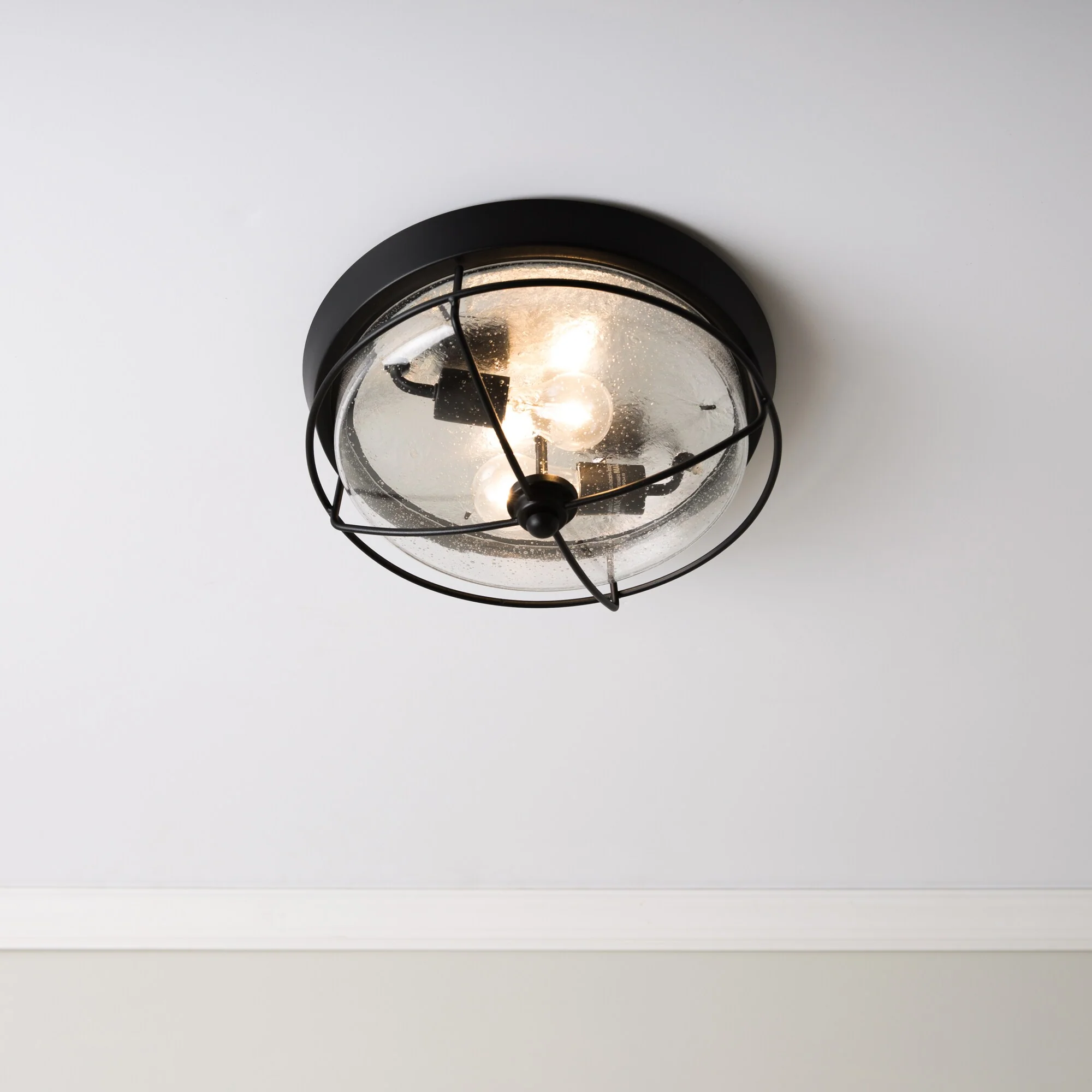 Portfolio Valdara 14.88-in Matte Black Industrial Flush Mount Light - Image 13