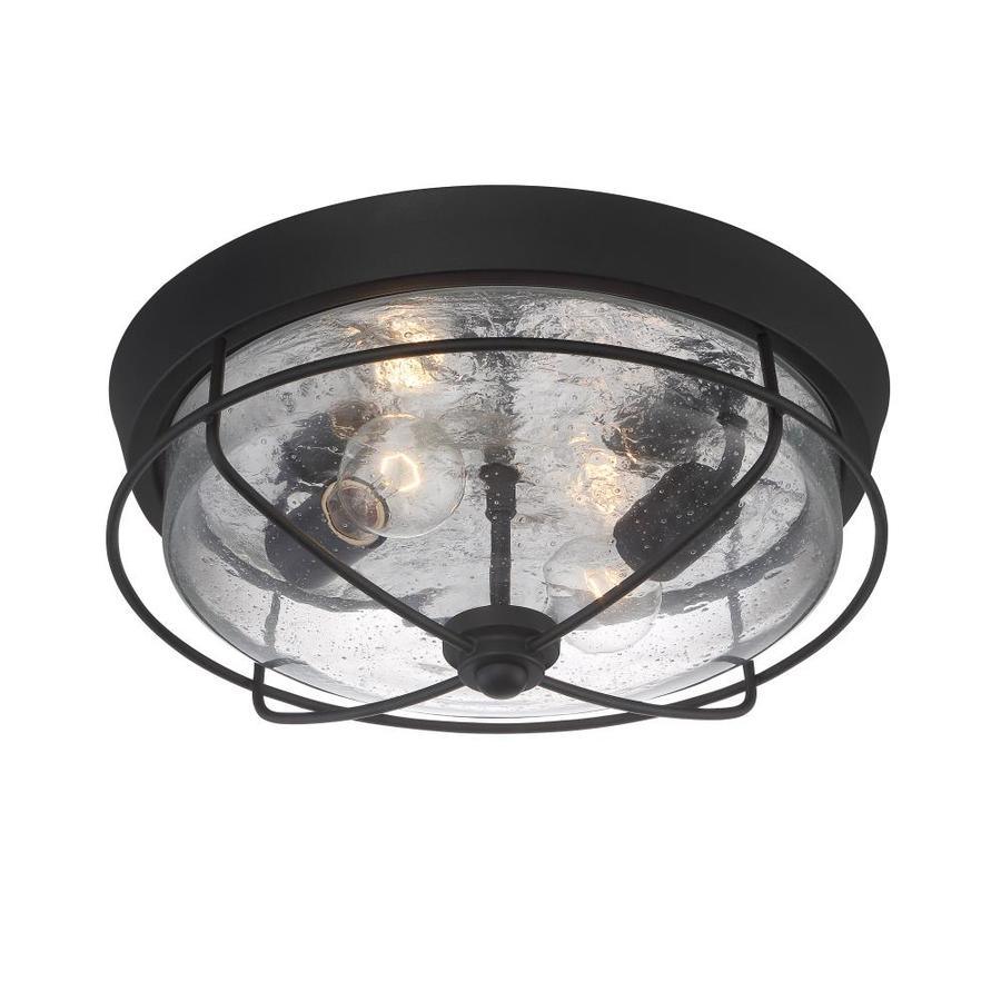 Portfolio Valdara 14.88-in Matte Black Industrial Flush Mount Light - Image 3
