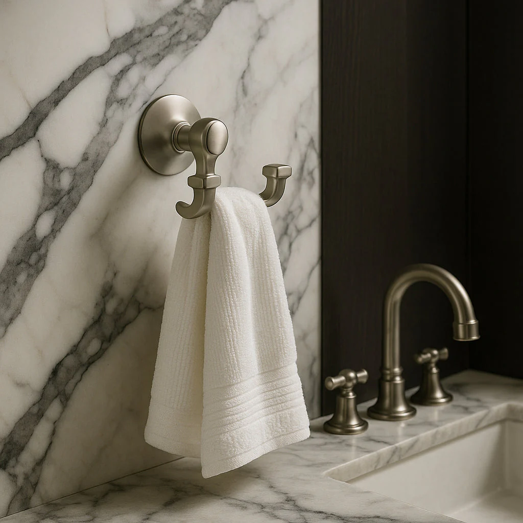 KOHLER Bancroft Double-Hook Vibrant Brushed Nickel Towel Hook - Image 3