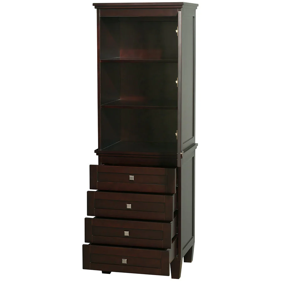 Wyndham Collection Acclaim 24-in W x 72.25-in H x 20-in D Espresso Oak Freestanding Linen Cabinet
