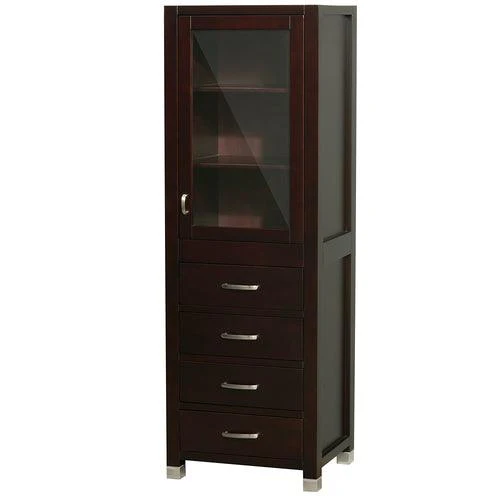 Wyndham Collection Shaina 24-in W x 71-in H x 17-in D Espresso Oak Freestanding Linen Cabinet