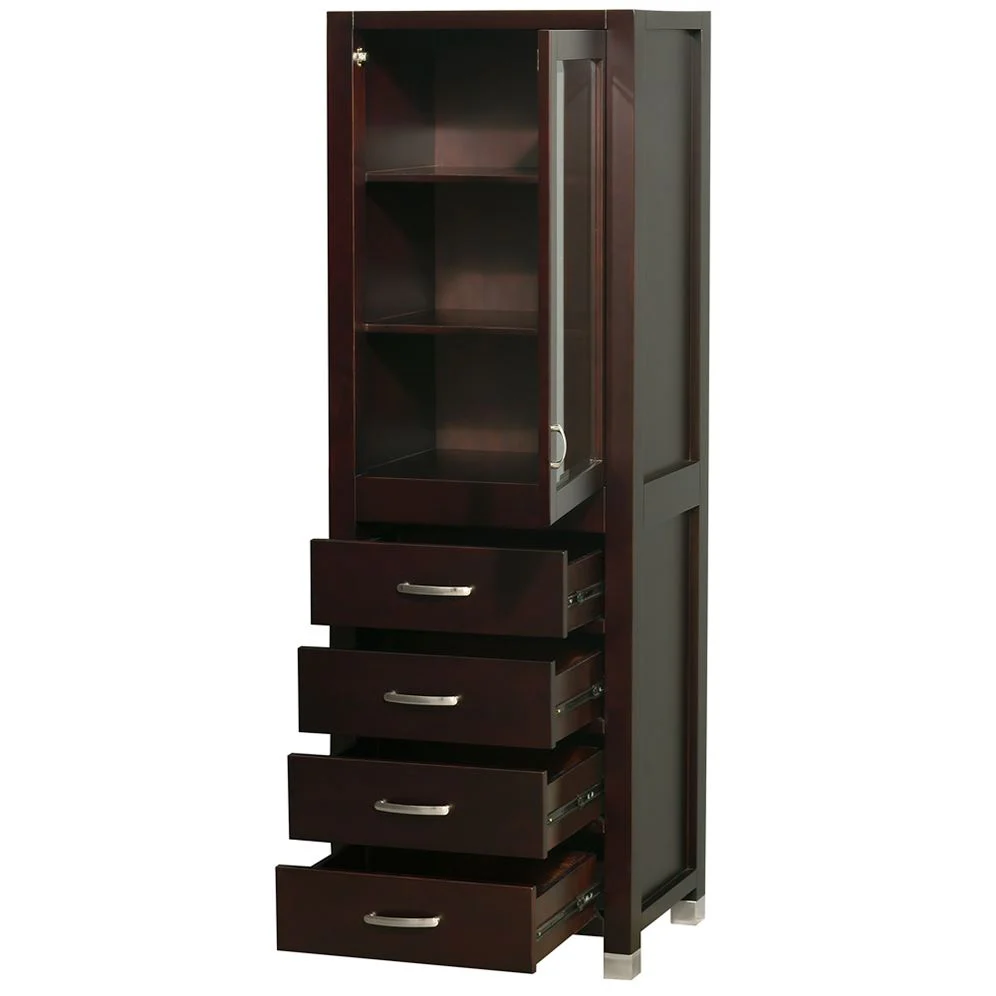 Wyndham Collection Shaina 24-in W x 71-in H x 17-in D Espresso Oak Freestanding Linen Cabinet - Image 3