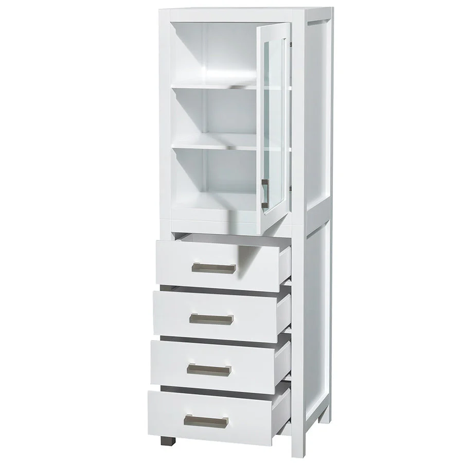 Wyndham Collection Sheffield 24-in W x 71.25-in H x 20-in D White Birch Freestanding Linen Cabinet