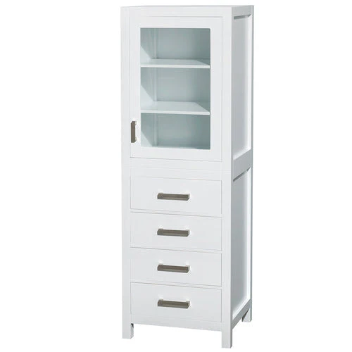 Wyndham Collection Sheffield 24-in W x 71.25-in H x 20-in D White Birch Freestanding Linen Cabinet - Image 2