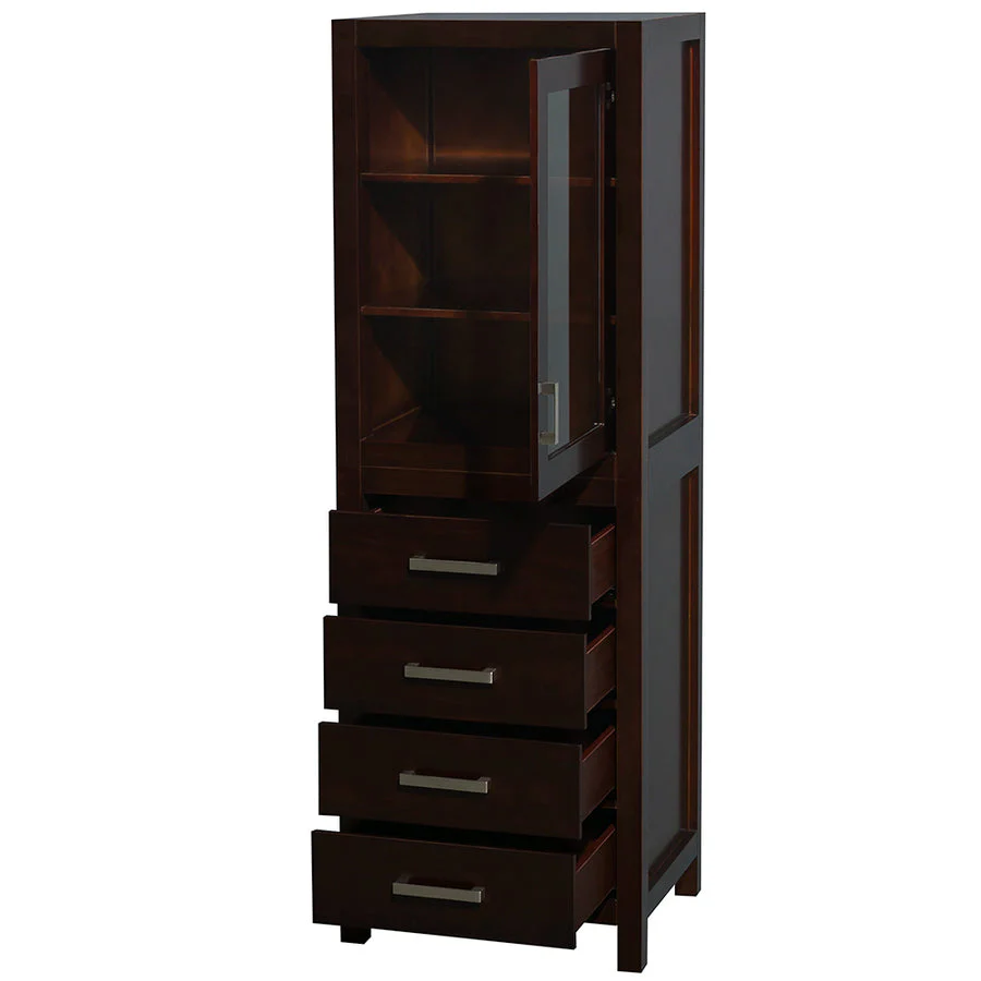 Wyndham Collection Sheffield 24-in W x 71.25-in H x 20-in D White Birch Freestanding Linen Cabinet - Image 3