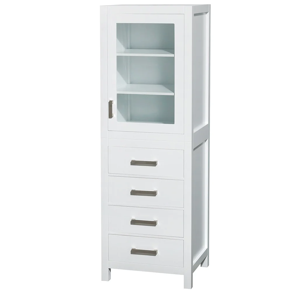 Wyndham Collection Sheffield 24-in W x 71.25-in H x 20-in D White Birch Freestanding Linen Cabinet - Image 4