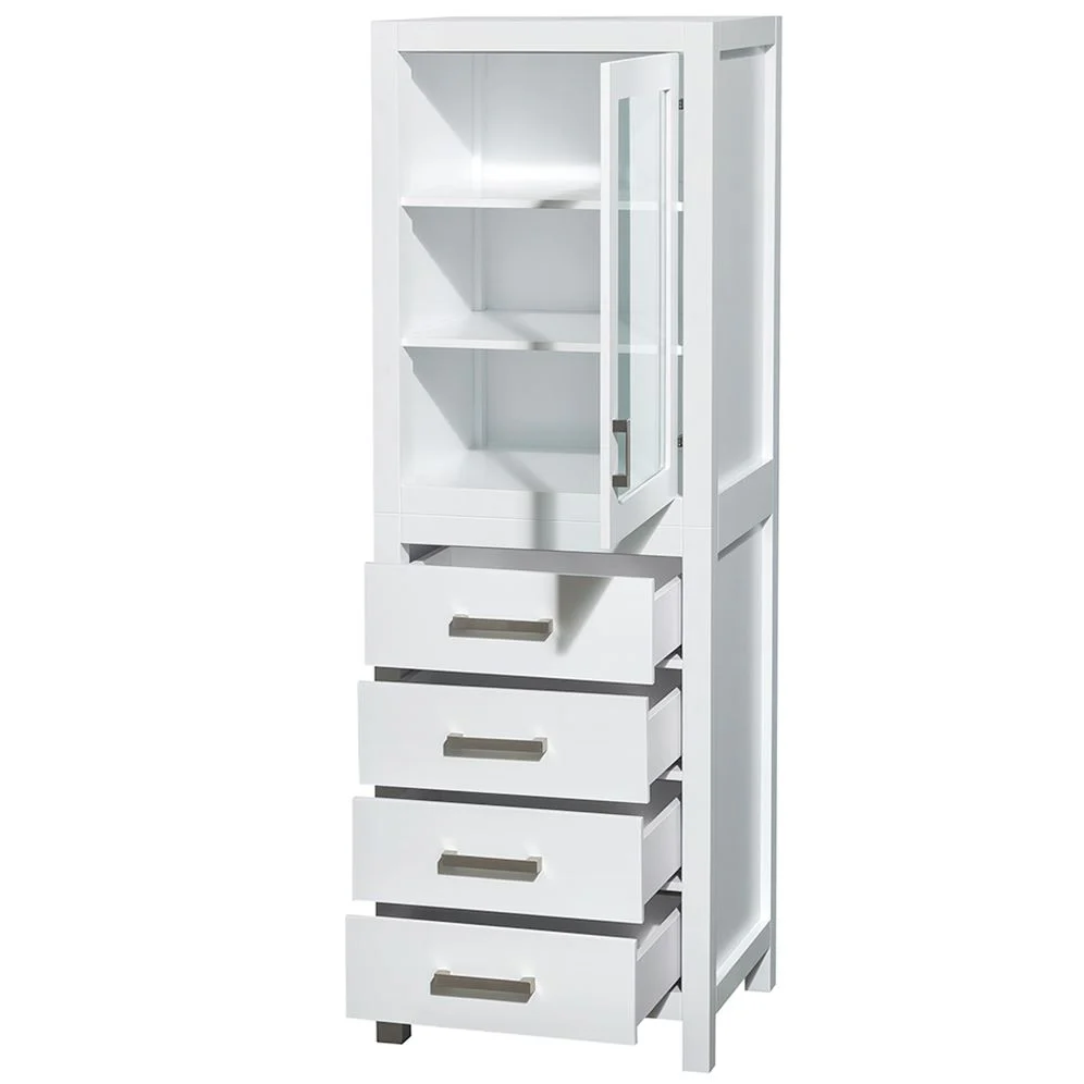 Wyndham Collection Sheffield 24-in W x 71.25-in H x 20-in D White Birch Freestanding Linen Cabinet - Image 5