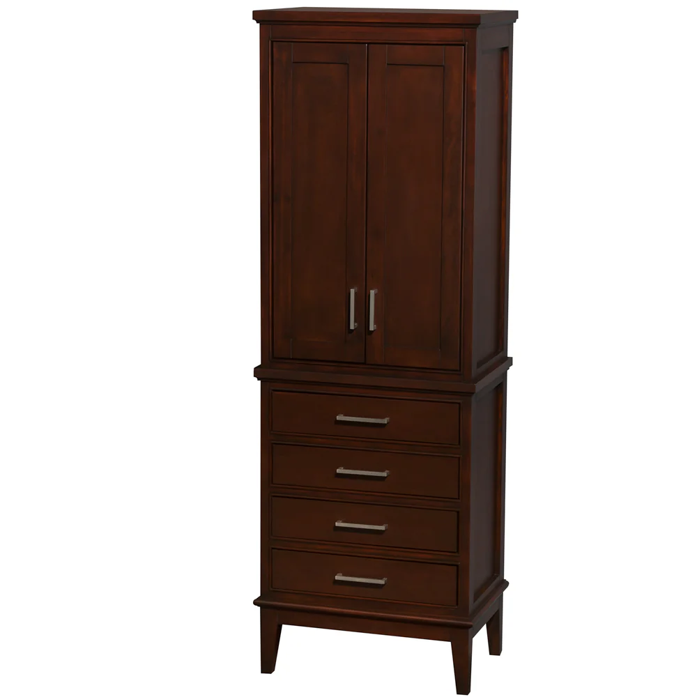 Wyndham Collection Hatton 24-in W x 70.75-in H x 16-in D Dark Chestnut Birch Freestanding Linen Cabinet - Image 4