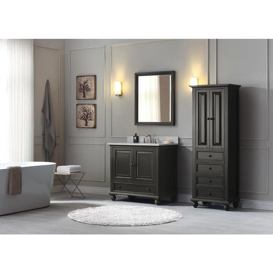 Avanity Thompson 24-in W x 68-in H x 16-in D Charcoal Glaze Poplar Freestanding Linen Cabinet - Image 3