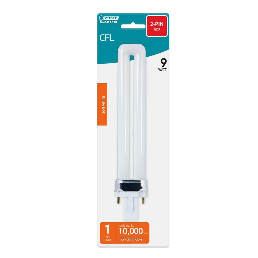 9W Equivalent PL CFLNI Twin Tube 2-Pin Plug-in G23 Base Compact Fluorescent CFL Light Bulb, Soft White 2700K (1-Bulb) - Image 2