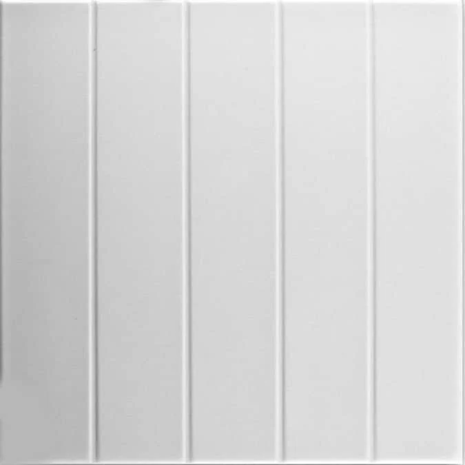 A La Maison Ceilings 1.67-ft x 1.67-ft Beadboard Plain White Polystyrene Surface-mount Ceiling Tile (8-Pack, 21.6-sq ft / Case)