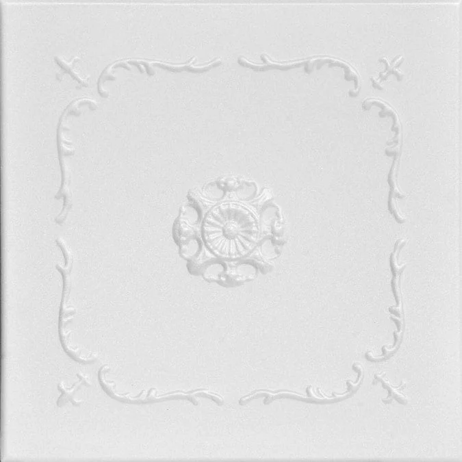 A La Maison Ceilings 1.67-ft x 1.67-ft Bourbon Street Plain White Polystyrene Surface-mount Ceiling Tile (8-Pack, 21.6-sq ft / Case)