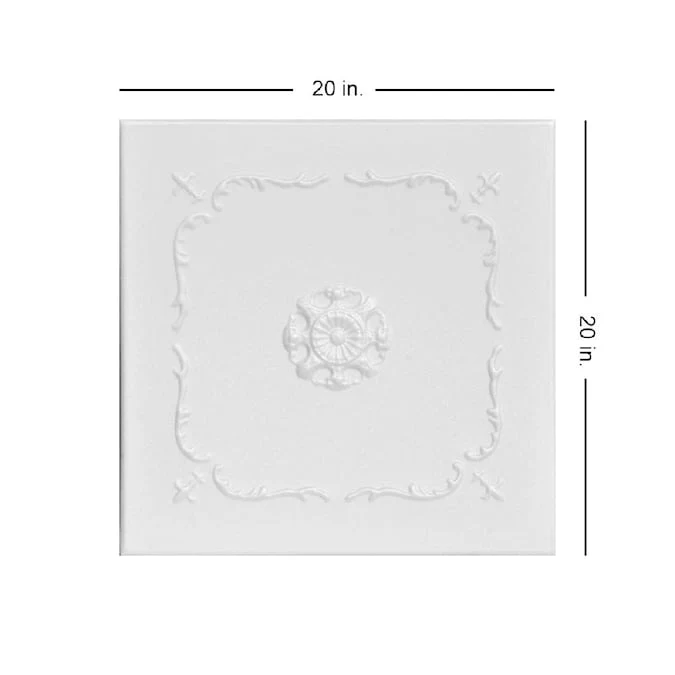 A La Maison Ceilings 1.67-ft x 1.67-ft Bourbon Street Plain White Polystyrene Surface-mount Ceiling Tile (8-Pack, 21.6-sq ft / Case) - Image 3