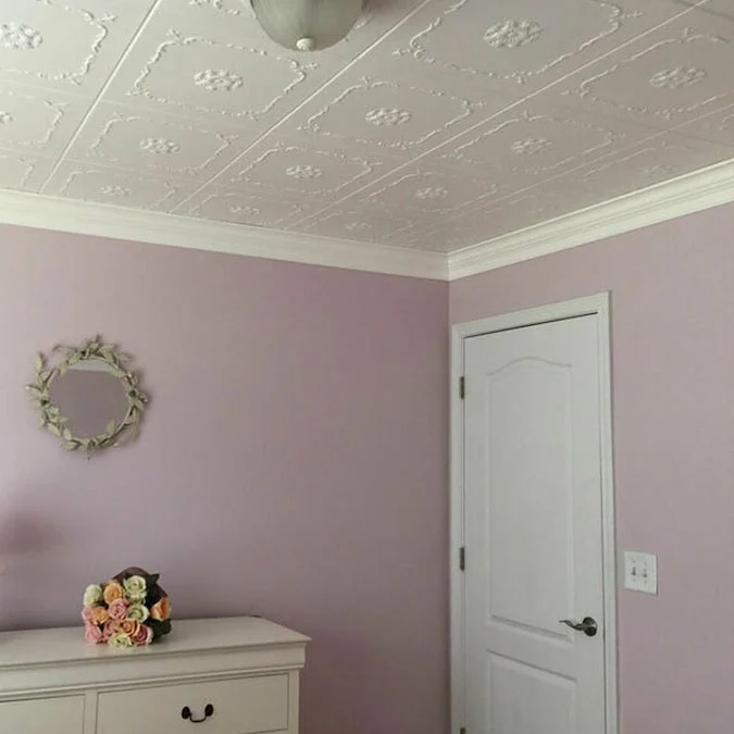 A La Maison Ceilings 1.67-ft x 1.67-ft Bourbon Street Plain White Polystyrene Surface-mount Ceiling Tile (8-Pack, 21.6-sq ft / Case) - Image 4