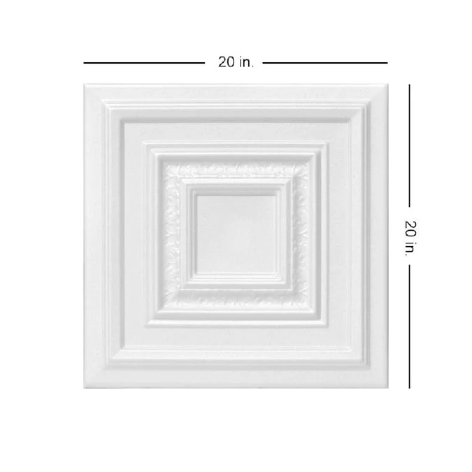 A La Maison Ceilings 1.67-ft x 1.67-ft Chestnut Grove Plain White Polystyrene Surface-mount Ceiling Tile (8-Pack, 21.6-sq ft / Case) - Image 8