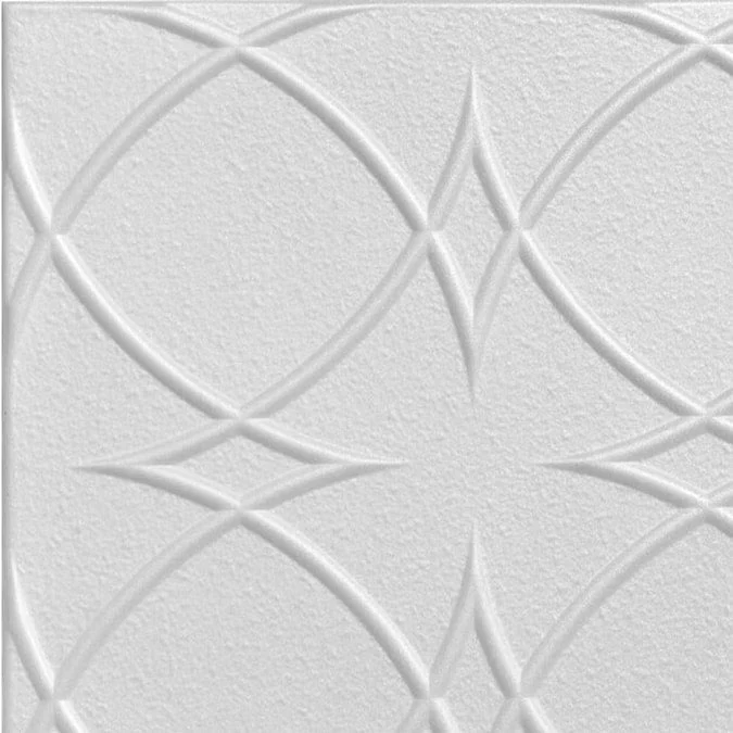 A La Maison Ceilings 1.67-ft x 1.67-ft Circles and Stars Plain White Polystyrene Surface-mount Ceiling Tile (8-Pack, 21.6-sq ft / Case) - Image 2