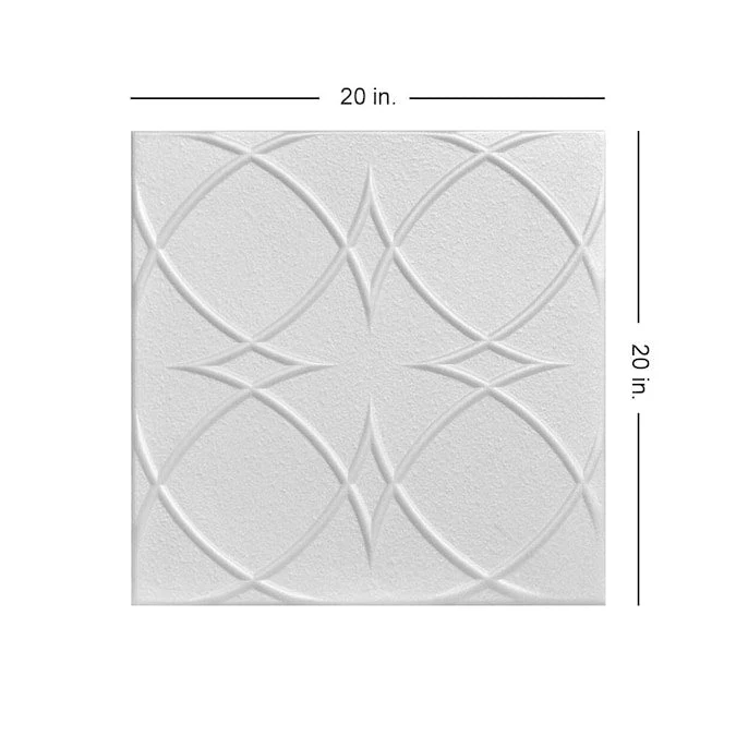 A La Maison Ceilings 1.67-ft x 1.67-ft Circles and Stars Plain White Polystyrene Surface-mount Ceiling Tile (8-Pack, 21.6-sq ft / Case) - Image 3