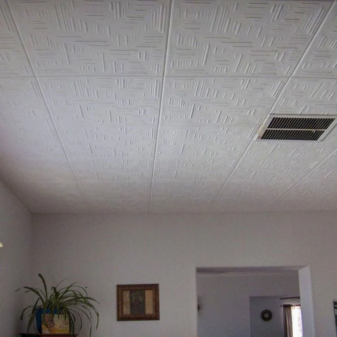 A La Maison Ceilings 1.67-ft x 1.67-ft Country Wheat Plain White Polystyrene Surface-mount Ceiling Tile (8-Pack, 21.6-sq ft / Case) - Image 3