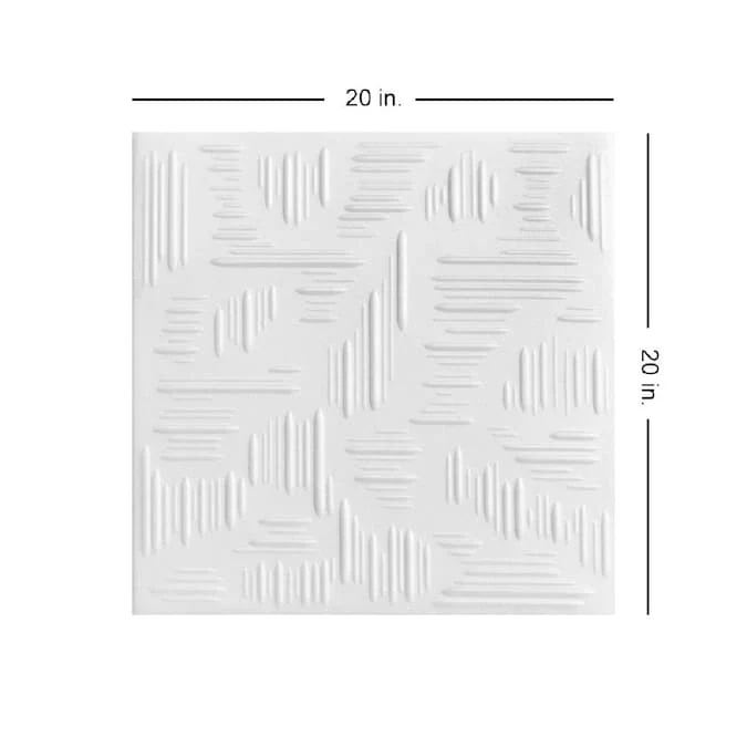 A La Maison Ceilings 1.67-ft x 1.67-ft Country Wheat Plain White Polystyrene Surface-mount Ceiling Tile (8-Pack, 21.6-sq ft / Case) - Image 6