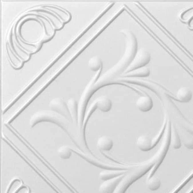A La Maison Ceilings 1.67-ft x 1.67-ft Diamond Wreath Plain White Polystyrene Surface-mount Ceiling Tile (8-Pack, 21.6-sq ft / Case) - Image 2