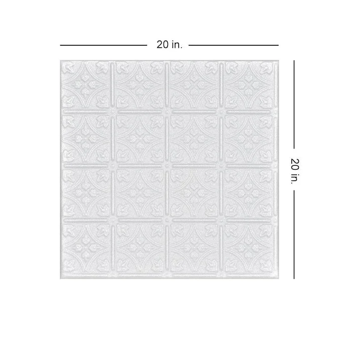A La Maison Ceilings 1.67-ft x 1.67-ft Emma's Flowers Plain White Polystyrene Surface-mount Ceiling Tile (8-Pack, 21.6-sq ft / Case) - Image 3