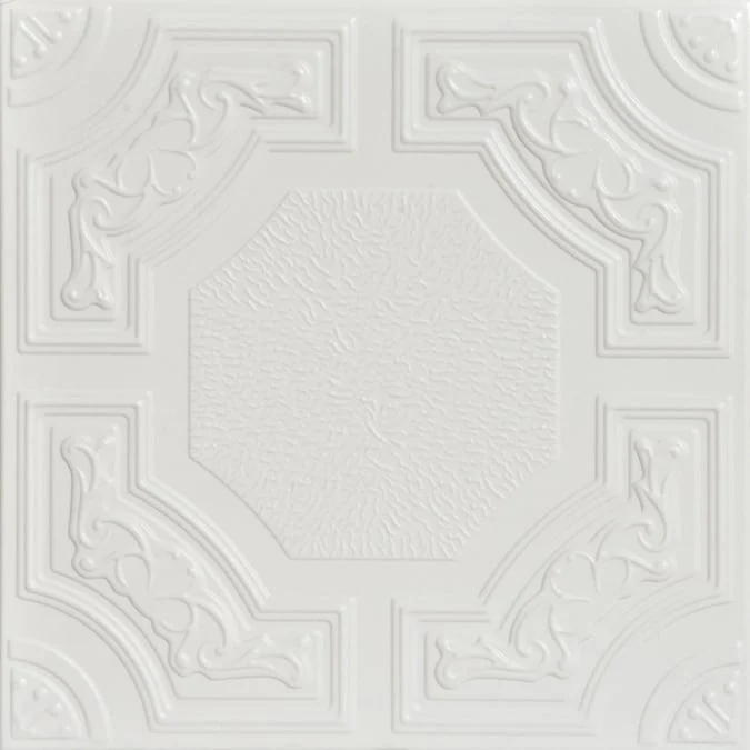 A La Maison Ceilings 1.67-ft x 1.67-ft Evergreen Plain White Polystyrene Surface-mount Ceiling Tile (8-Pack, 21.6-sq ft / Case)