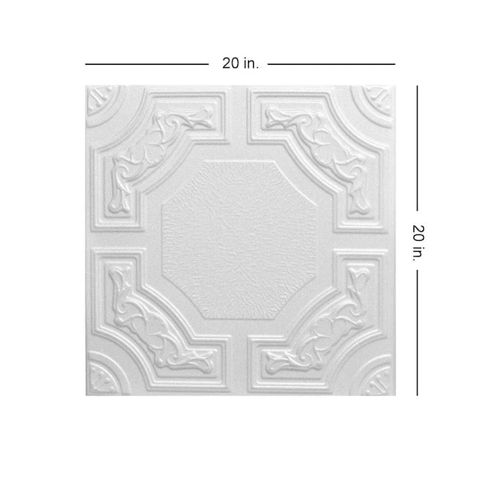 A La Maison Ceilings 1.67-ft x 1.67-ft Evergreen Plain White Polystyrene Surface-mount Ceiling Tile (8-Pack, 21.6-sq ft / Case) - Image 7
