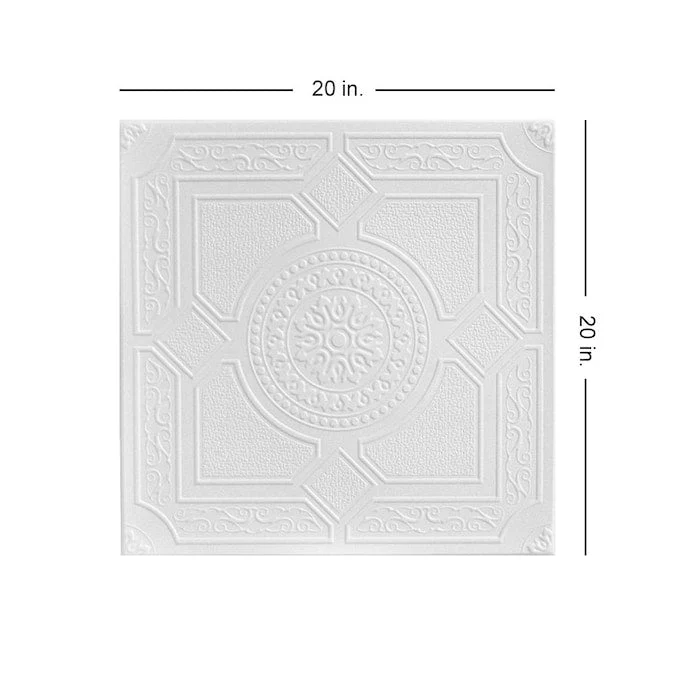 A La Maison Ceilings 1.67-ft x 1.67-ft Kensington Gardens Plain White Polystyrene Surface-mount Ceiling Tile (8-Pack, 21.6-sq ft / Case) - Image 3
