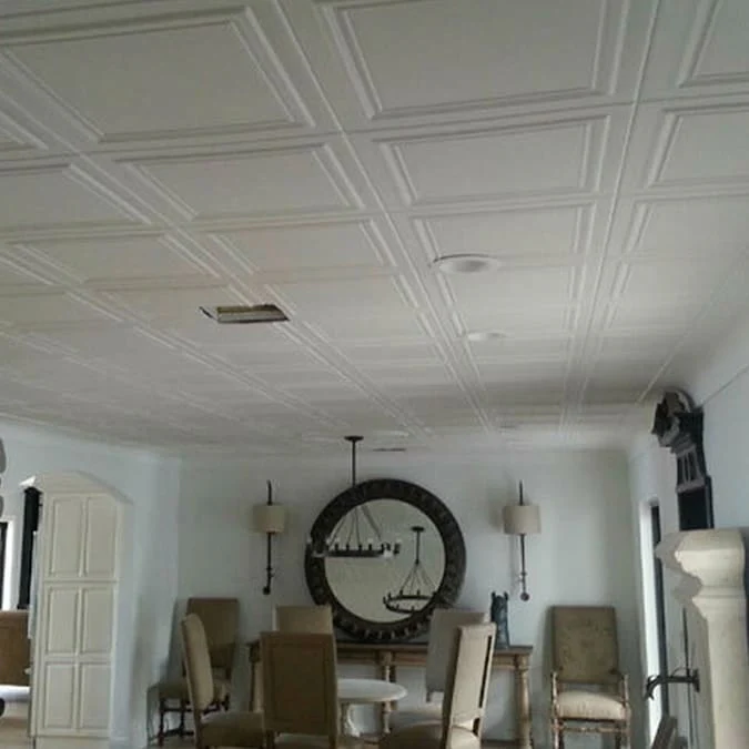 A La Maison Ceilings 1.67-ft x 1.67-ft Line Art Plain White Polystyrene Surface-mount Ceiling Tile (8-Pack, 21.6-sq ft / Case) - Image 8