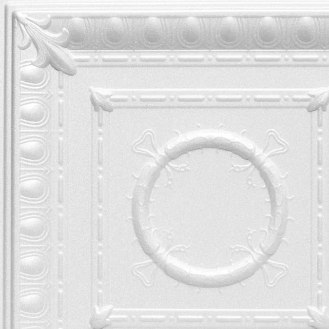 A La Maison Ceilings 1.67-ft x 1.67-ft Romanesque Wreath Plain White Polystyrene Surface-mount Ceiling Tile (8-Pack, 21.6-sq ft / Case) - Image 2