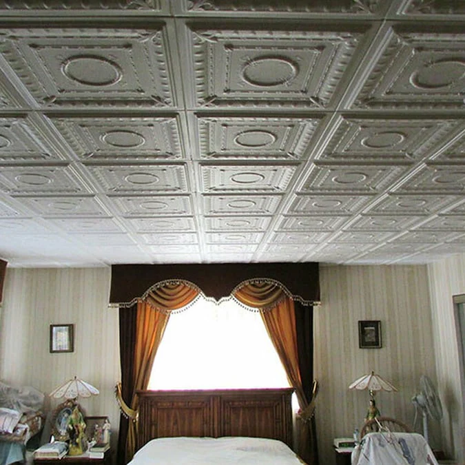 A La Maison Ceilings 1.67-ft x 1.67-ft Romanesque Wreath Plain White Polystyrene Surface-mount Ceiling Tile (8-Pack, 21.6-sq ft / Case) - Image 7