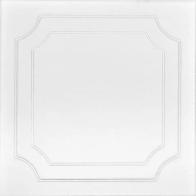 A La Maison Ceilings 1.67-ft x 1.67-ft The Virginian Plain White Polystyrene Surface-mount Ceiling Tile (8-Pack, 21.6-sq ft / Case)