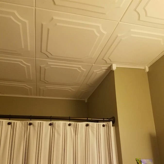 A La Maison Ceilings 1.67-ft x 1.67-ft The Virginian Plain White Polystyrene Surface-mount Ceiling Tile (8-Pack, 21.6-sq ft / Case) - Image 7