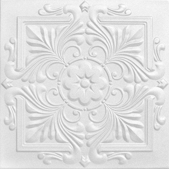 A La Maison Ceilings 1.67-ft x 1.67-ft Victorian Plain White Polystyrene Surface-mount Ceiling Tile (8-Pack, 21.6-sq ft / Case)
