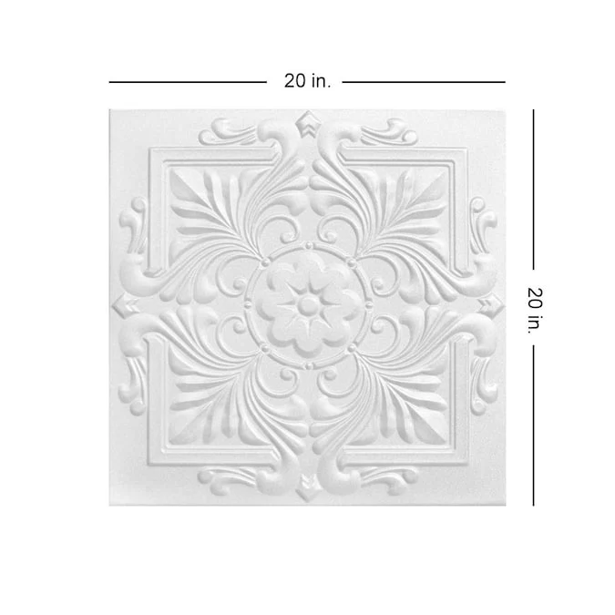 A La Maison Ceilings 1.67-ft x 1.67-ft Victorian Plain White Polystyrene Surface-mount Ceiling Tile (8-Pack, 21.6-sq ft / Case) - Image 9