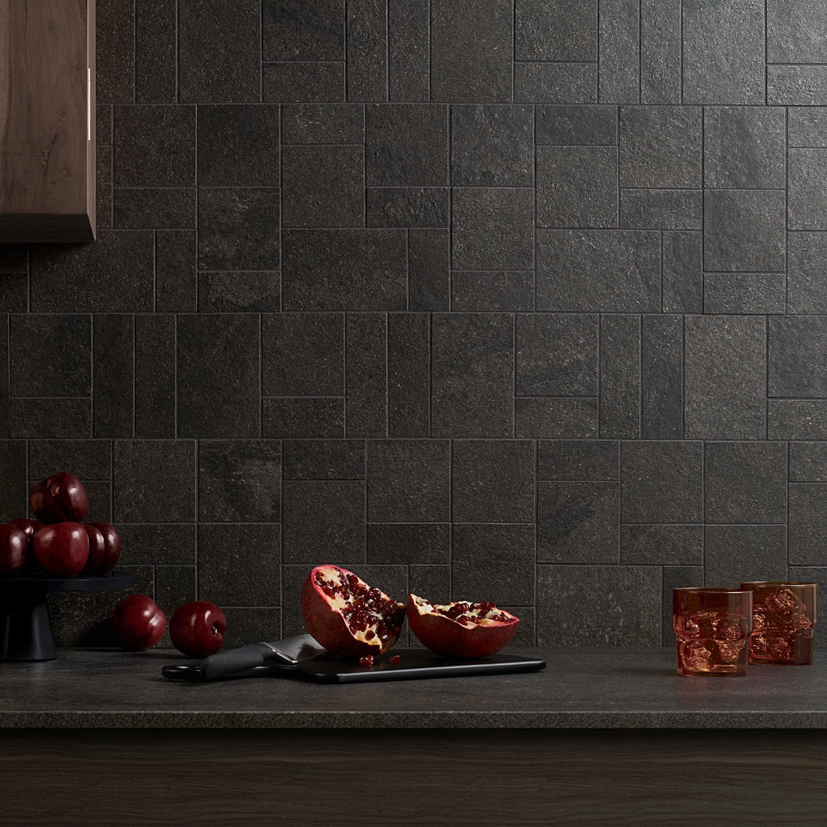 Acadia French Pattern Charcoal Black Matte Porcelain Mosaic Tile - Lux Tile - Image 2