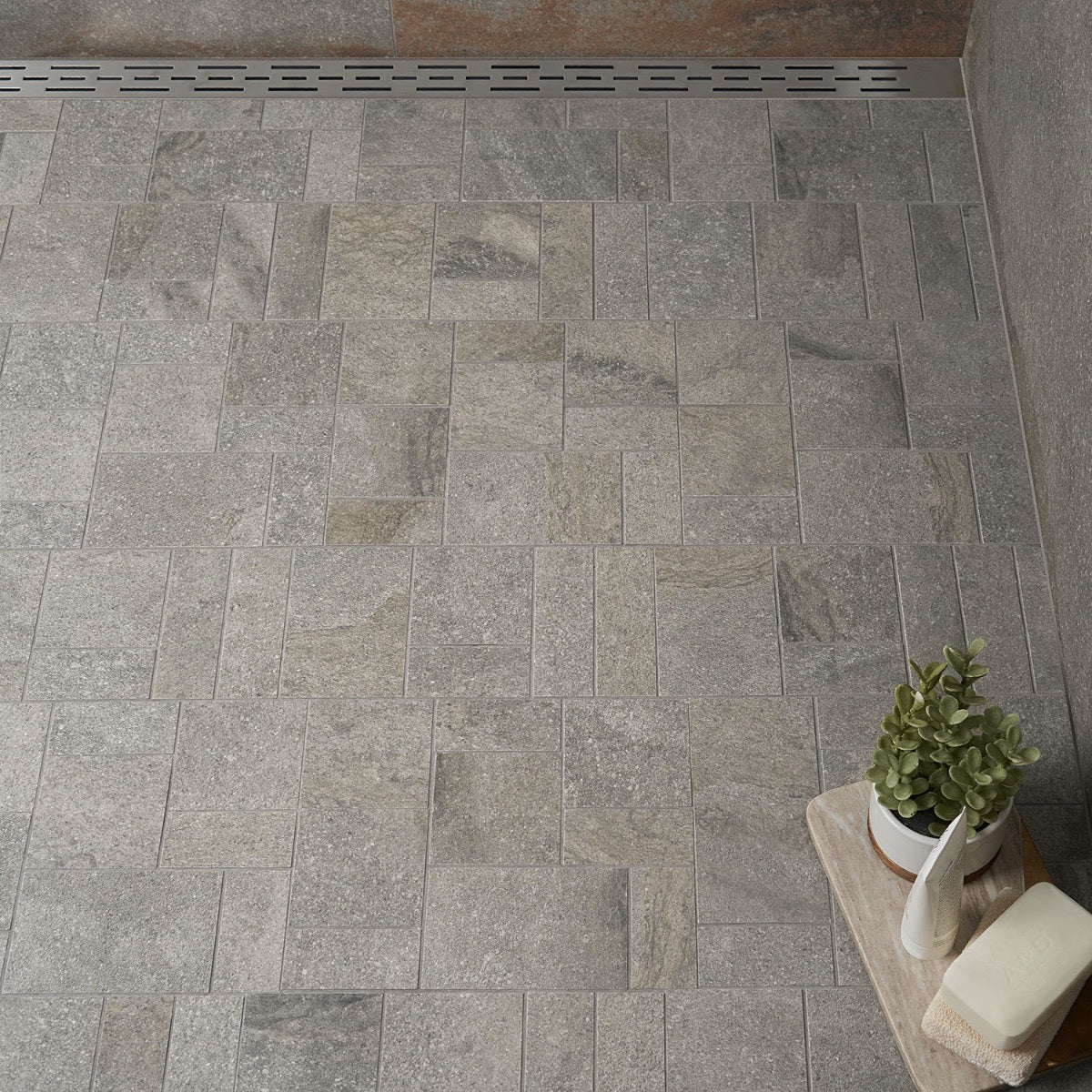 Acadia French Pattern Gray Porcelain Mosaic Tile - Lux Tile - Image 2